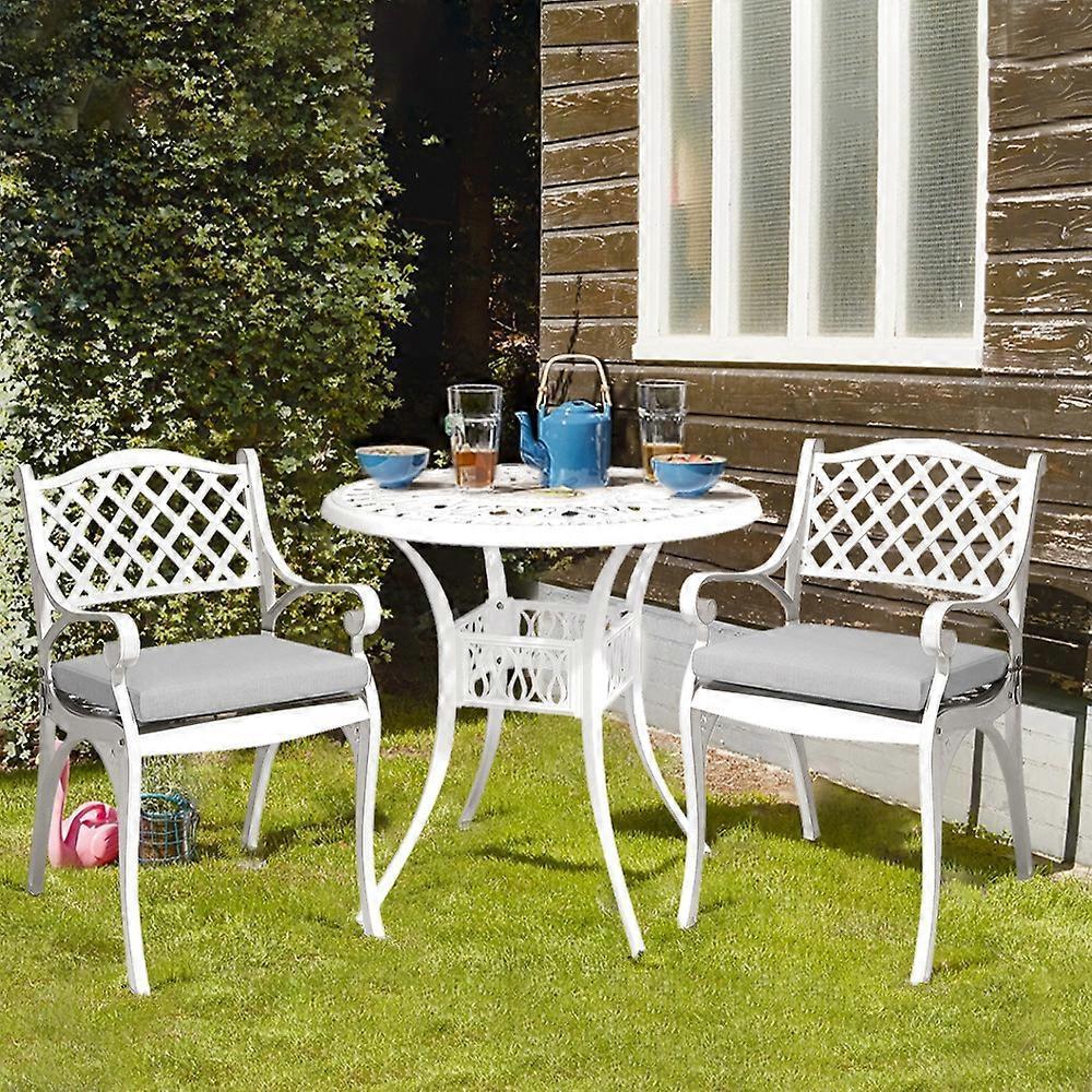 Living And Home Retro Set of 2 Cast Aluminum Garden Chairs - White