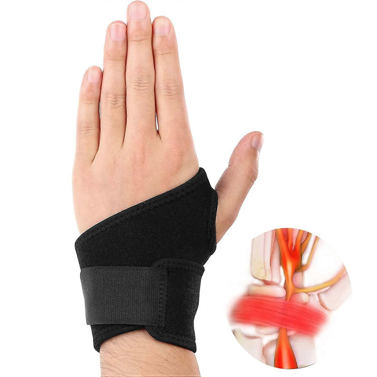 Unbrand Carpal Tunnel Wrist Brace for Tendinitis and Arthritis,One Hand Adjustable Compression Wrist Support Wrap with Pain Relief - Comfortable Li...