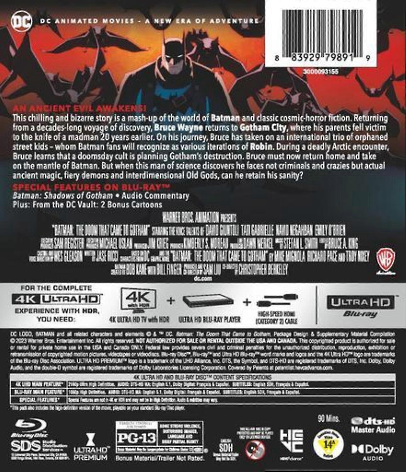 Warner Home Video Batman: The Doom That Came to Gotham  [ULTRA HD BLU-RAY REGION: A USA] With Blu-Ray, 4K Mastering, 2 Pack USA import