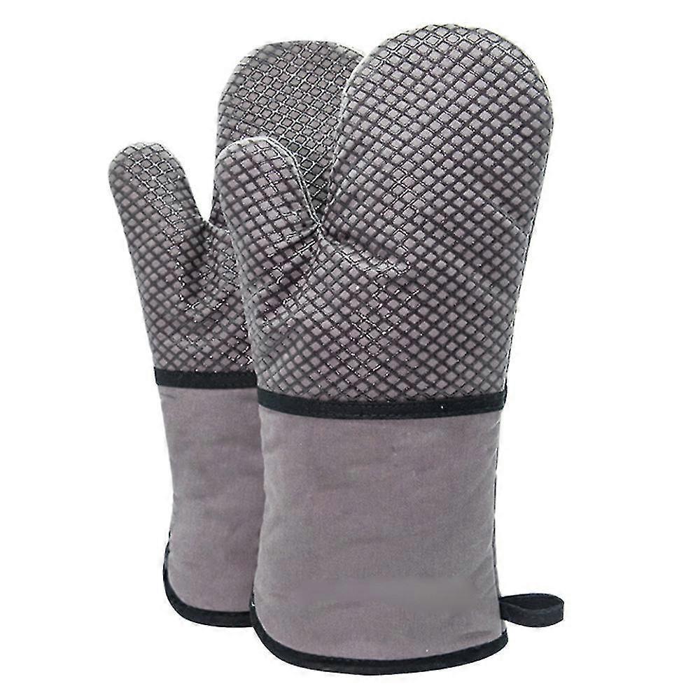 Changsha Liuzhou Electronic Commerce 1pair Heat Resistant Oven Gloves, Baking Gloves Cooking Gloves Grey