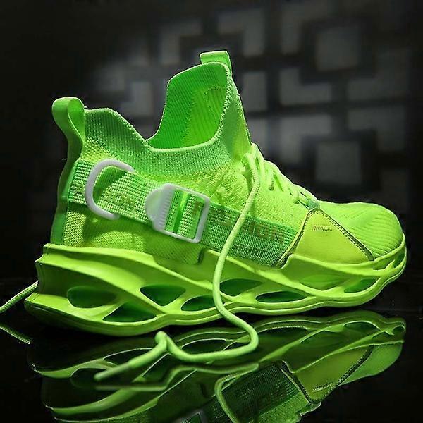 Jasoup New Men's Fashion Running Sneakers Breathable Comfortable Non-Slip Shoes Lightweight Tennis Shoes Fluorescent Shoes Green 43