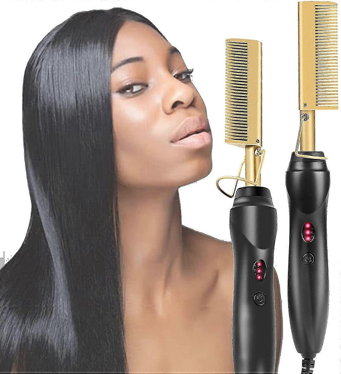 Manchalk Hot Comb Straighteners, Electric Hair Straightener For Thick Afro Hair, Wig, Beard, Hot Anti-scald Portable Curling1pc