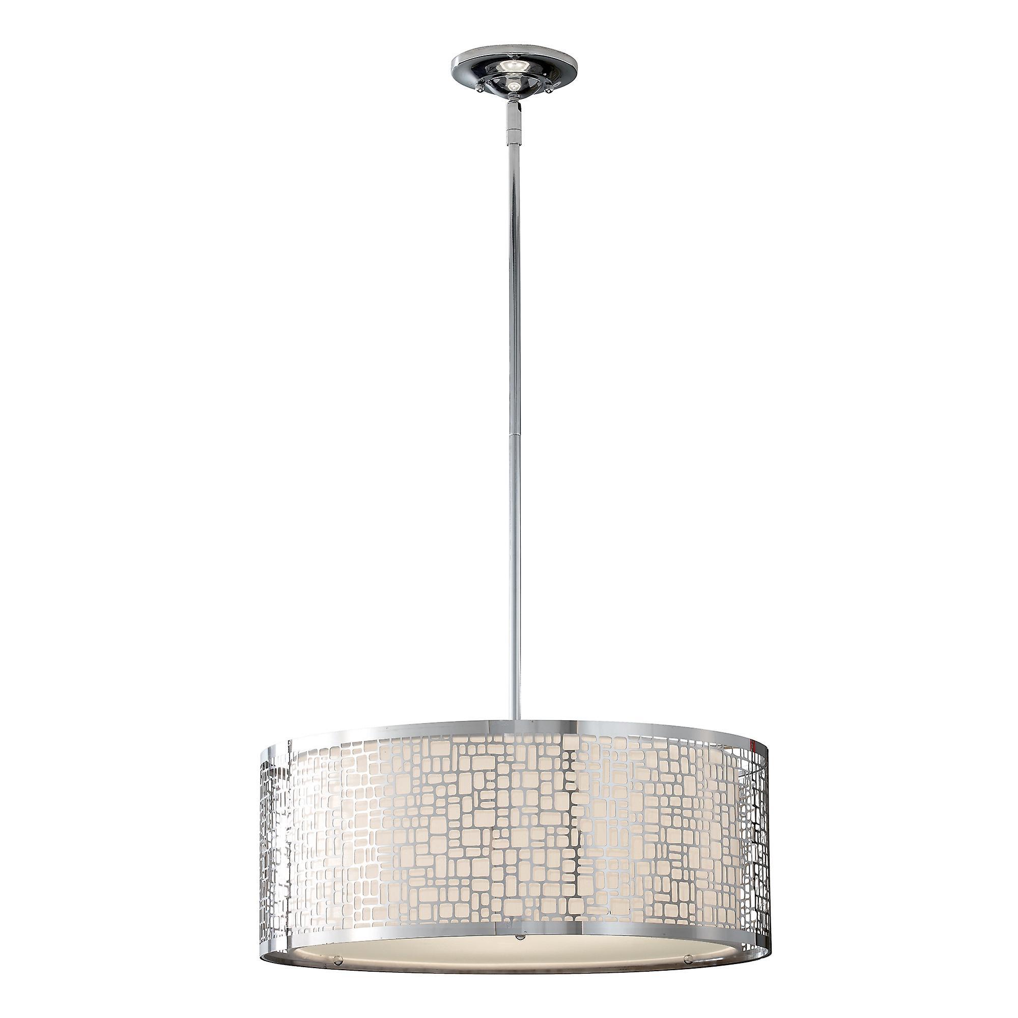 Joplin 3 Light Large Cylindrical Ceiling Pendant Chrome E27