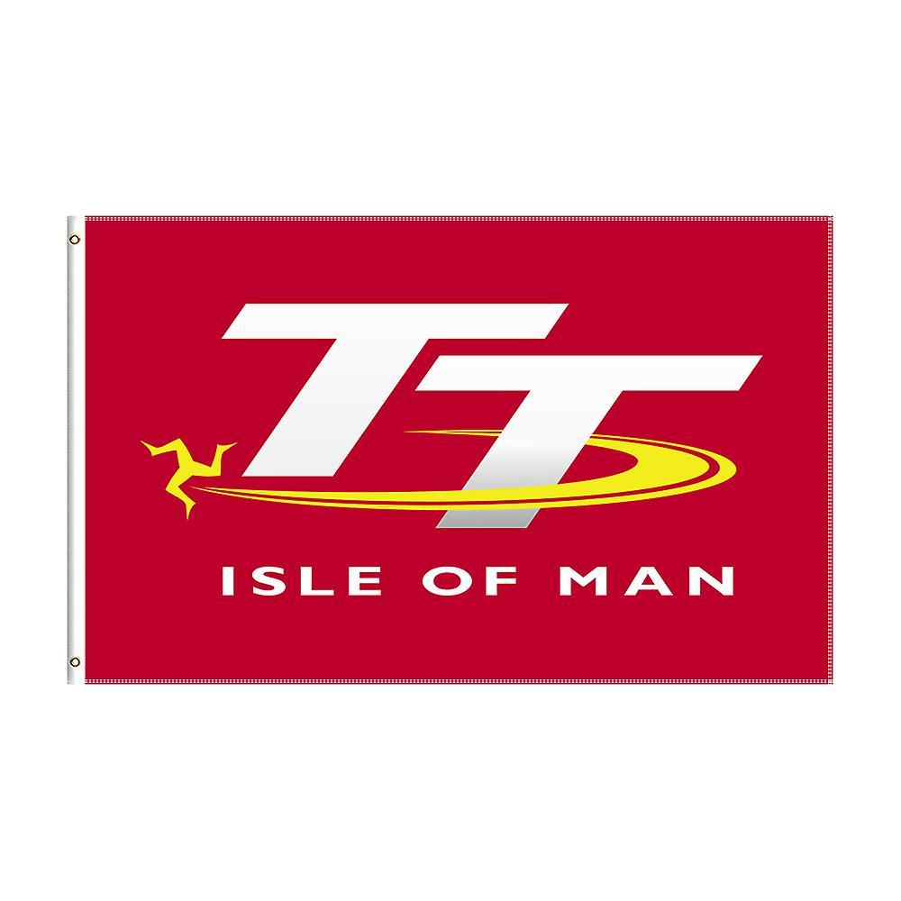 Bolongking 3x5 Ft Motorcycle TT Isle of Man Flag Polyester Printed Racing Car Banner For Decor Red 120x180cm