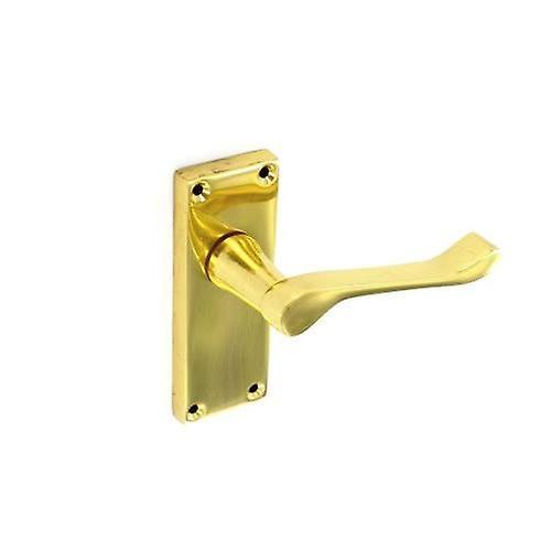 Securit Victorian Scroll Latch Furn Door Handles (Pair) Brass 115mm