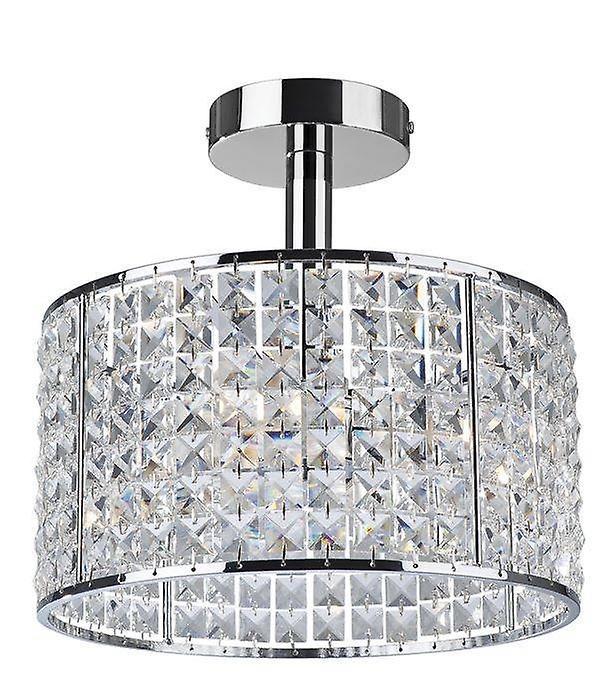 Firstlight Lighting Pearl 4 Light Semi Flush Bathroom Ceiling Ceiling Pendant Light Chrome, Crystal IP44, G9