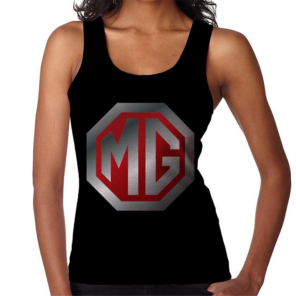 MG Shiny Red And Chrome Logo British Motor Heritage Women's Vest Black Large