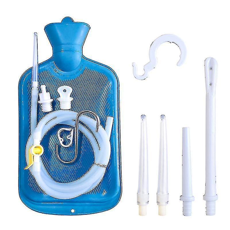 Winov 2 L Enema Bag Home Enema Kit with 3 Enema Tips,60 inch Long Silicone Hose, Controlable Water Flow BLUE