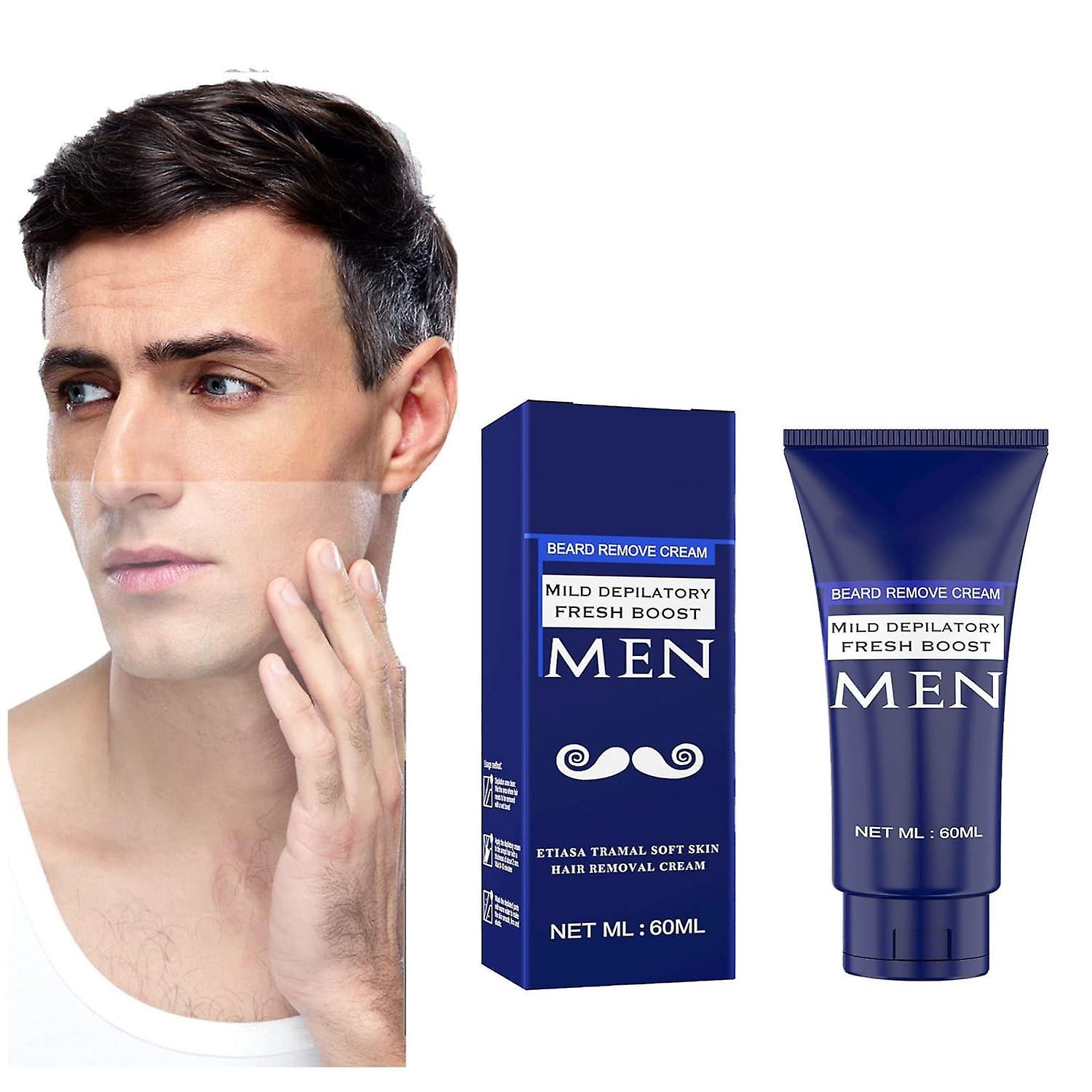 Antbaba Men's Permanent Hair Beard Removal Cream, Permanent Hair Removal Cream for Men, Mild Depilatory Fresh Boost Men's Beard Hair Removal 1pcs