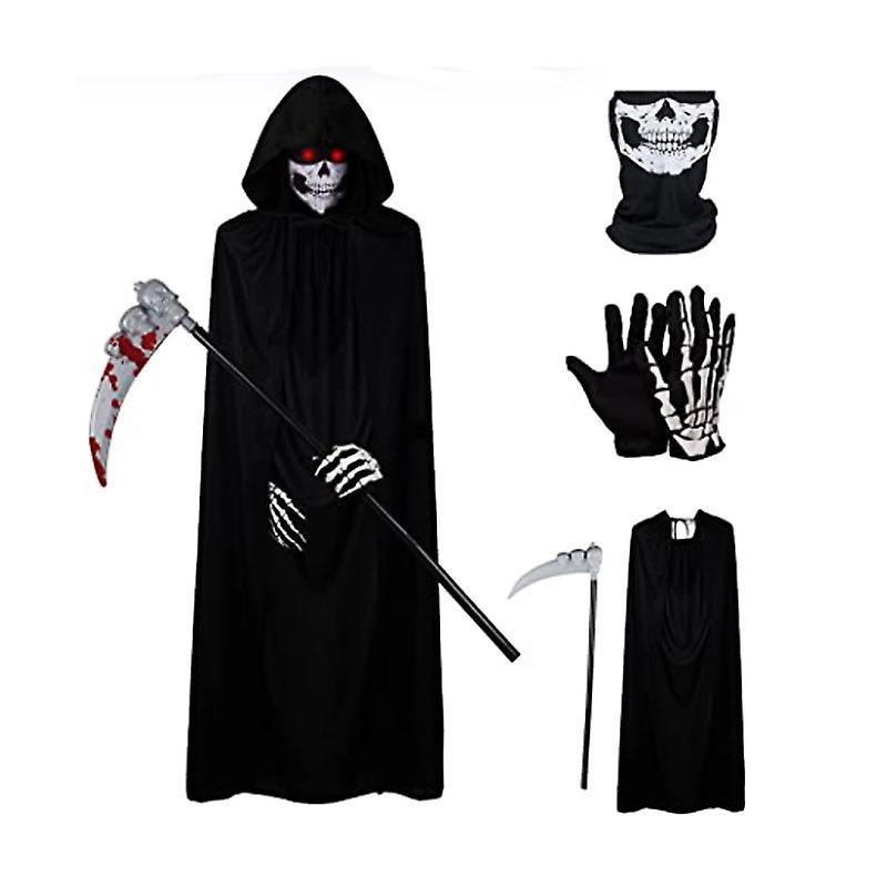 AFFINEST Halloween Party Grim Reaper Black Cloak Cloak Halloween Costume Props 088 A