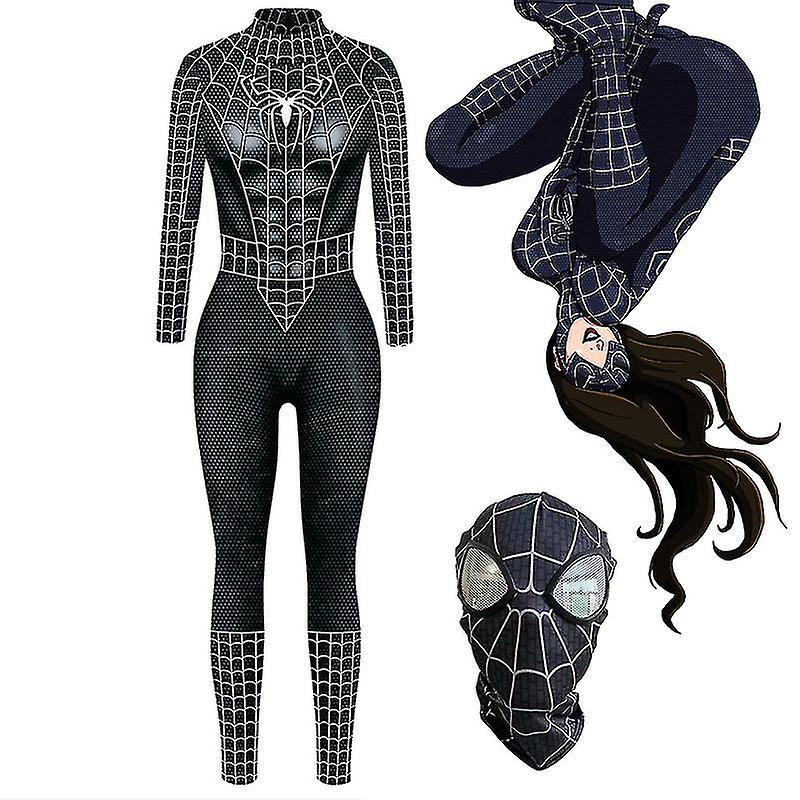 Hoshino Sexy Bodysuit Black Spider Woman Spandex Jumpsuit Halloween Cosplay Women Superhero Costume M