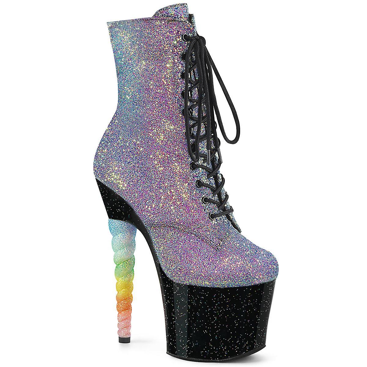 Pleaser Womens Ankle Boots Unicorn-1020g Purple-blue Glitter/blk Uk 5/eu 38/us 8