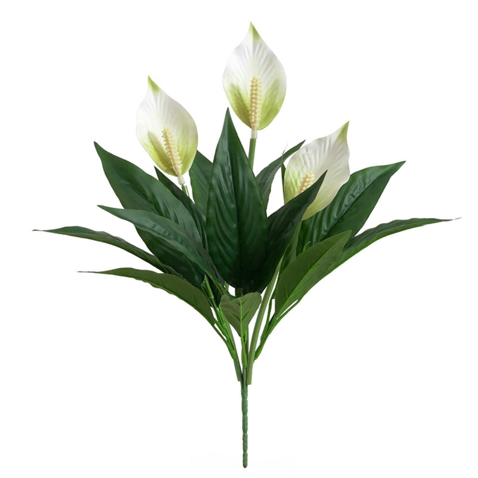 wirlsweal Beautiful Fine Texture Artificial Flower Vivid Handmade Plastic Simulation Spathiphyllum for Home White