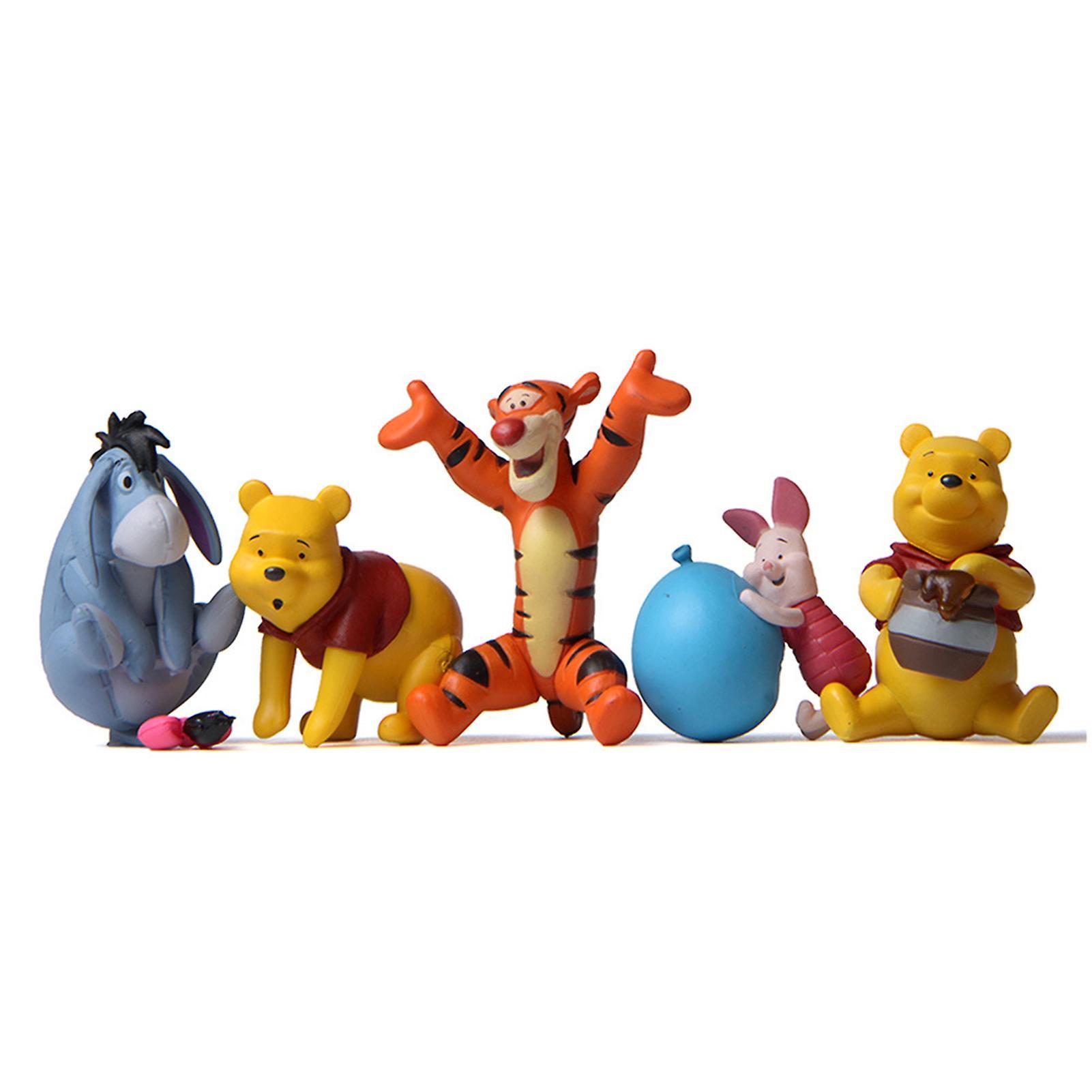 Somerway 5Pcs Model Figure Decorative Countryside Style Funny Anime Pooh Bear Piglet Tiger Figurine for Home