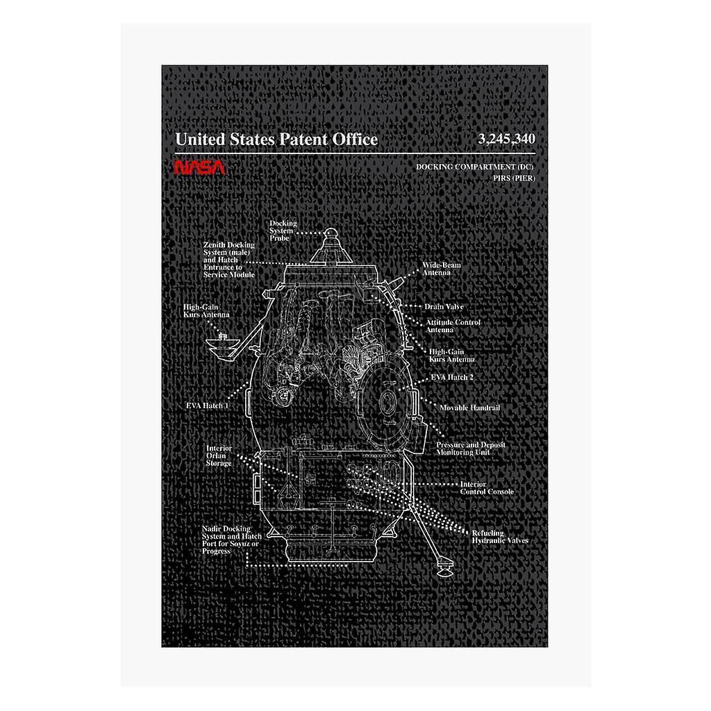 NASA Russian Docking Compartment Blueprint A4 Print Black 21cm x 29.7cm