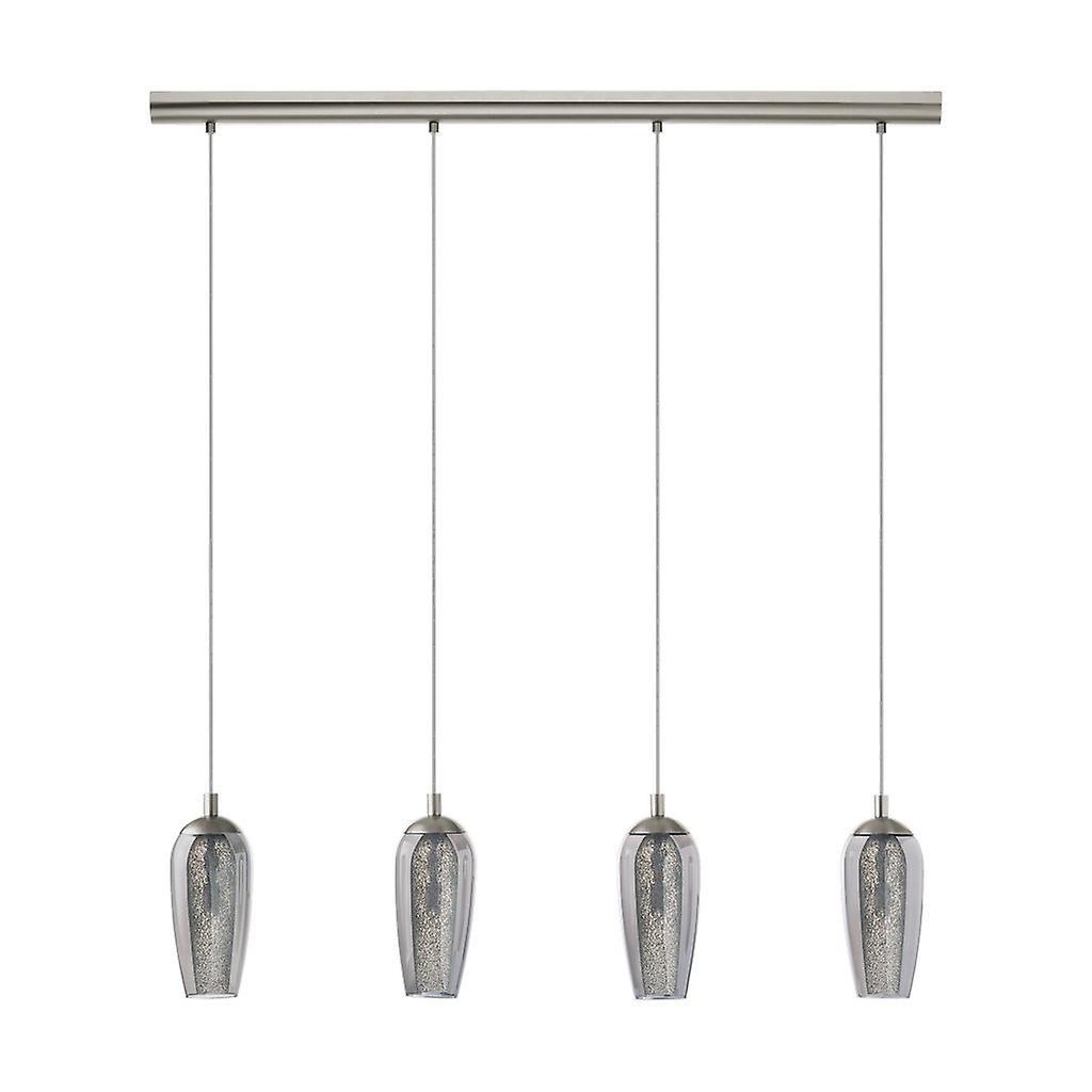 Eglo Lighting Farsala 4 Light Ceiling Pendant Bar Satin Nickel with Smoked Glass Shades, G9