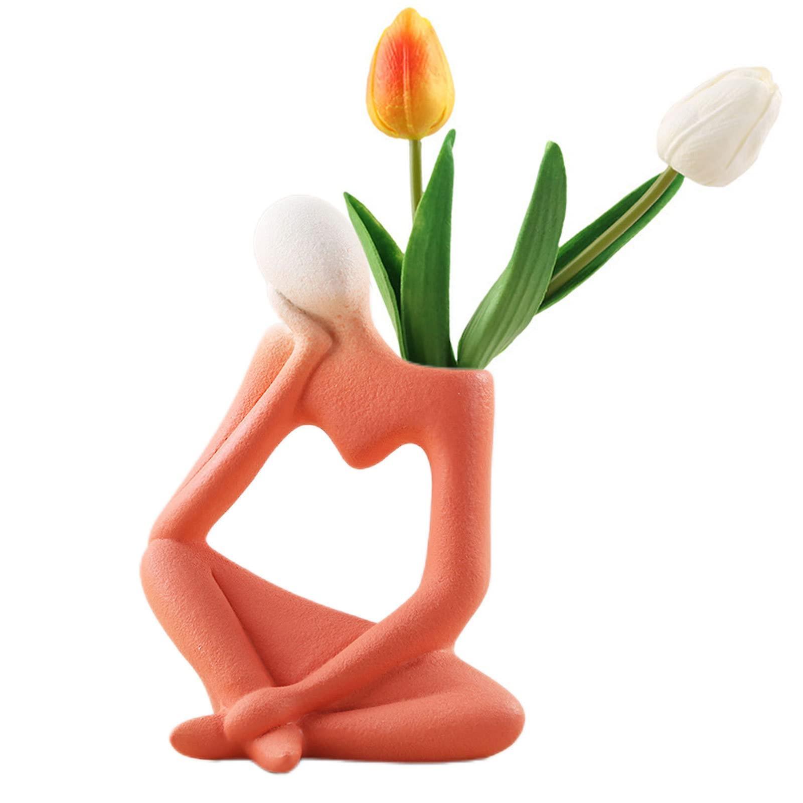 Linkrunning Ceramic Vase Modern Decorative Vase Nordic Thinker Vase Girl Flower Vase Aesthetic Vase Modern Chic Vase Boho Decoration for Home Decor...