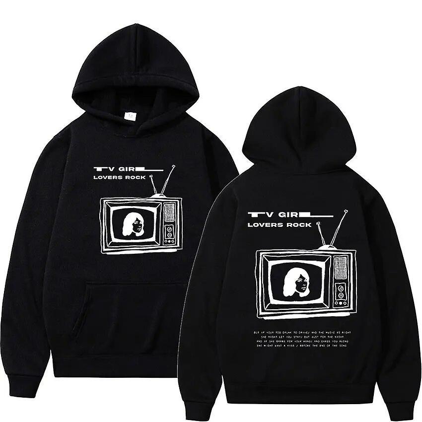 Cciyu Tv Girl Fleece Pullover Hoodie French Exit Album Music Graphic Sweatshirt Men Women Fashion Oversized Hoodies Hip Hop Streetwear Black M