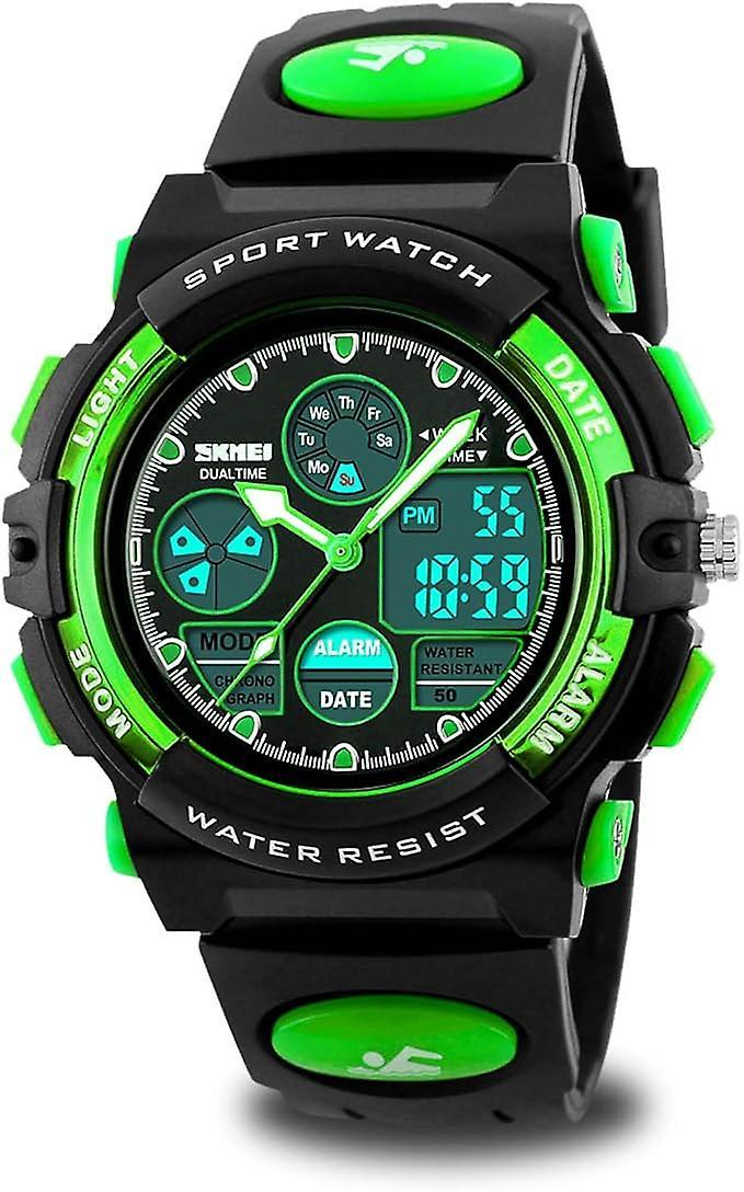 Sychie Kids Digital Sport Watch, Boys Girls Waterproof Sports Outdoor Watches Children Casual Electronic Analog Qua green