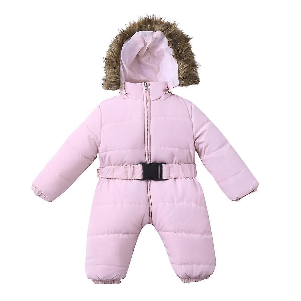 Slowmoose Winter Clothes Infant Baby Snowsuit Romper Jacket Hooded Jumpsuit Warm Thick 24M / Pink