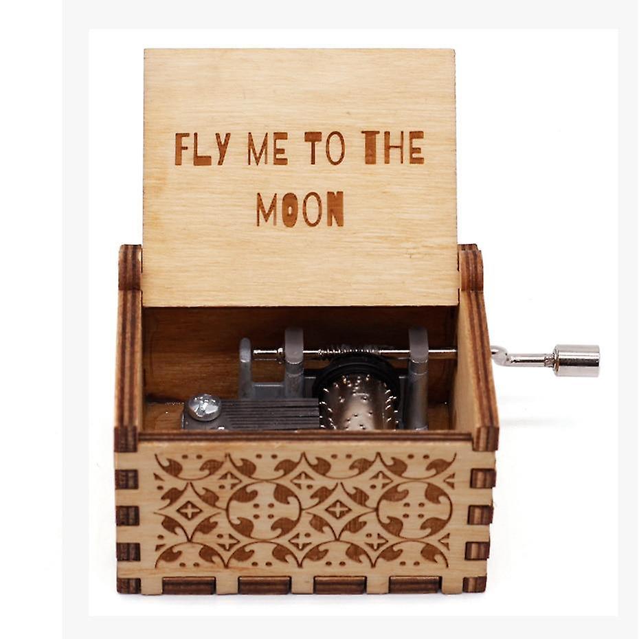 Slowmoose Hand Crank, Wooden Music Box To Someone Special FLY  ME TO THE MOOM