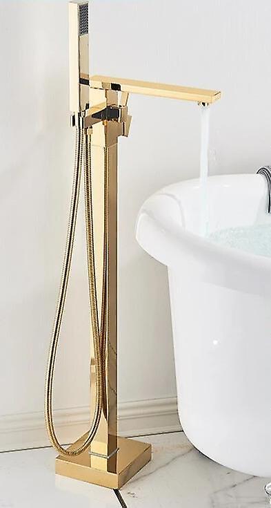 Slowmoose Floor Standing, Matte Black Square Bathtub Shower Faucets For Hot & Cold Water Shiny Gold - TYPE A