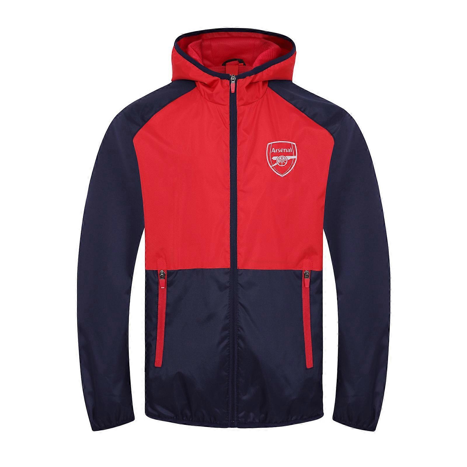 Arsenal FC Mens Jacket Shower Windbreaker OFFICIAL Football Gift Navy Red Large