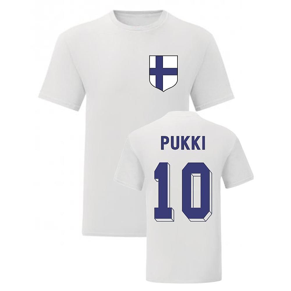 UKSoccerShop Teemu Pukki Finland National Hero Tee (White) Medium (38-40 inch)