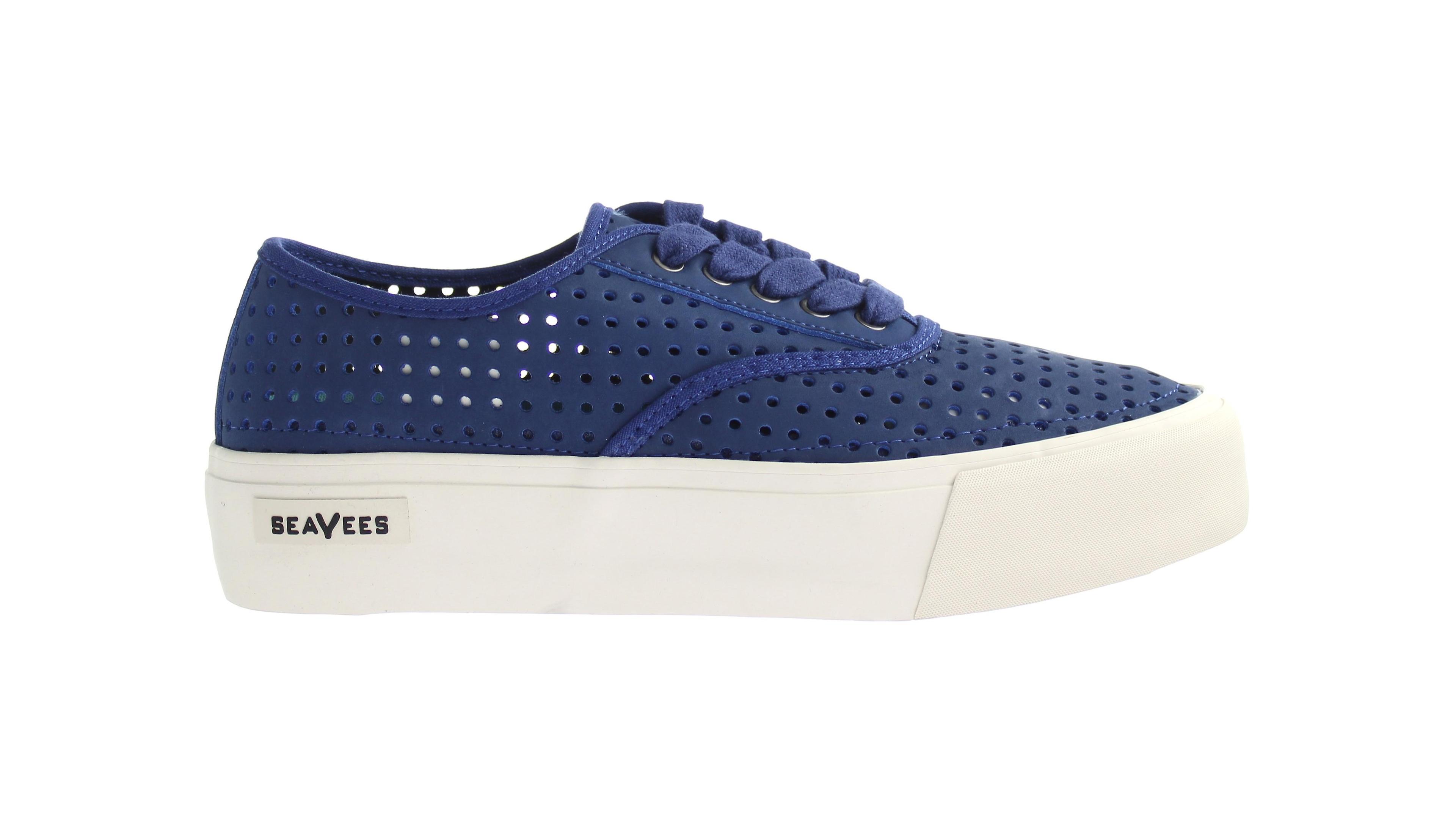 Seavees Legend Sneak Platform Portal Lace-Up Blue Nubuck Leather Womens Trainers UK 6 EU 39 US 8