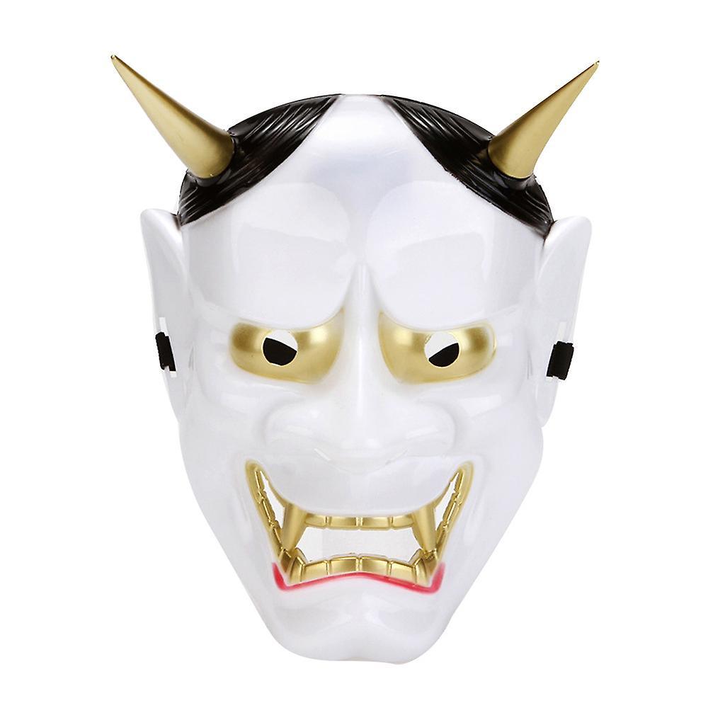 Bestdaily Japanese Halloween Hannya Demon Oni Samurai Noh Kabuki Prajna Devil Mask Costume Props White