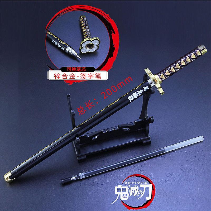 Dinoply 20cm Demon Slayer Kaigaku Animegel Pen Weapon Signature Pen Metal Of Sword Weapons Japanese Katana Gifts Toys For Boy Real Steel