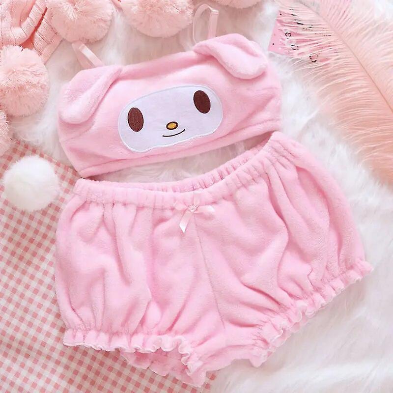 Aionyaaa Kawaii Sanrios Pajama Set Lingerie Bra Sexy Loungewear Anime Kuromi My Melody Cinnamoroll Cute Cartoon Birthday Gift M 50-55kg