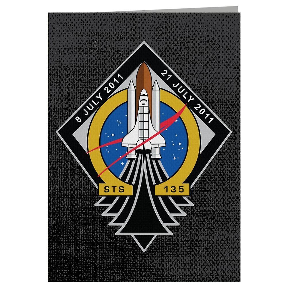 NASA STS 135 Space Shuttle Atlantis Mission Patch Greeting Card Black 14.5 x 21cm