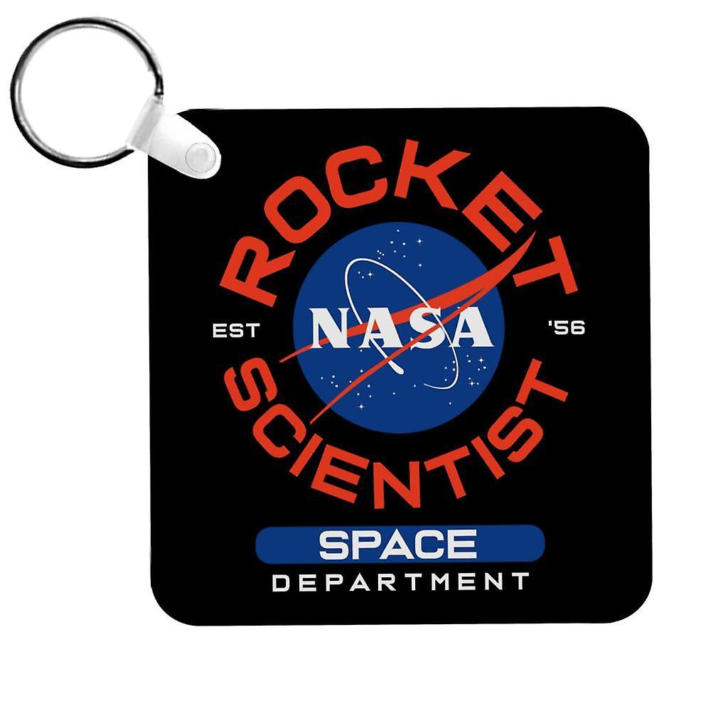 NASA Space Department Rocket Scientist Keyring Black 5cm x 5cm