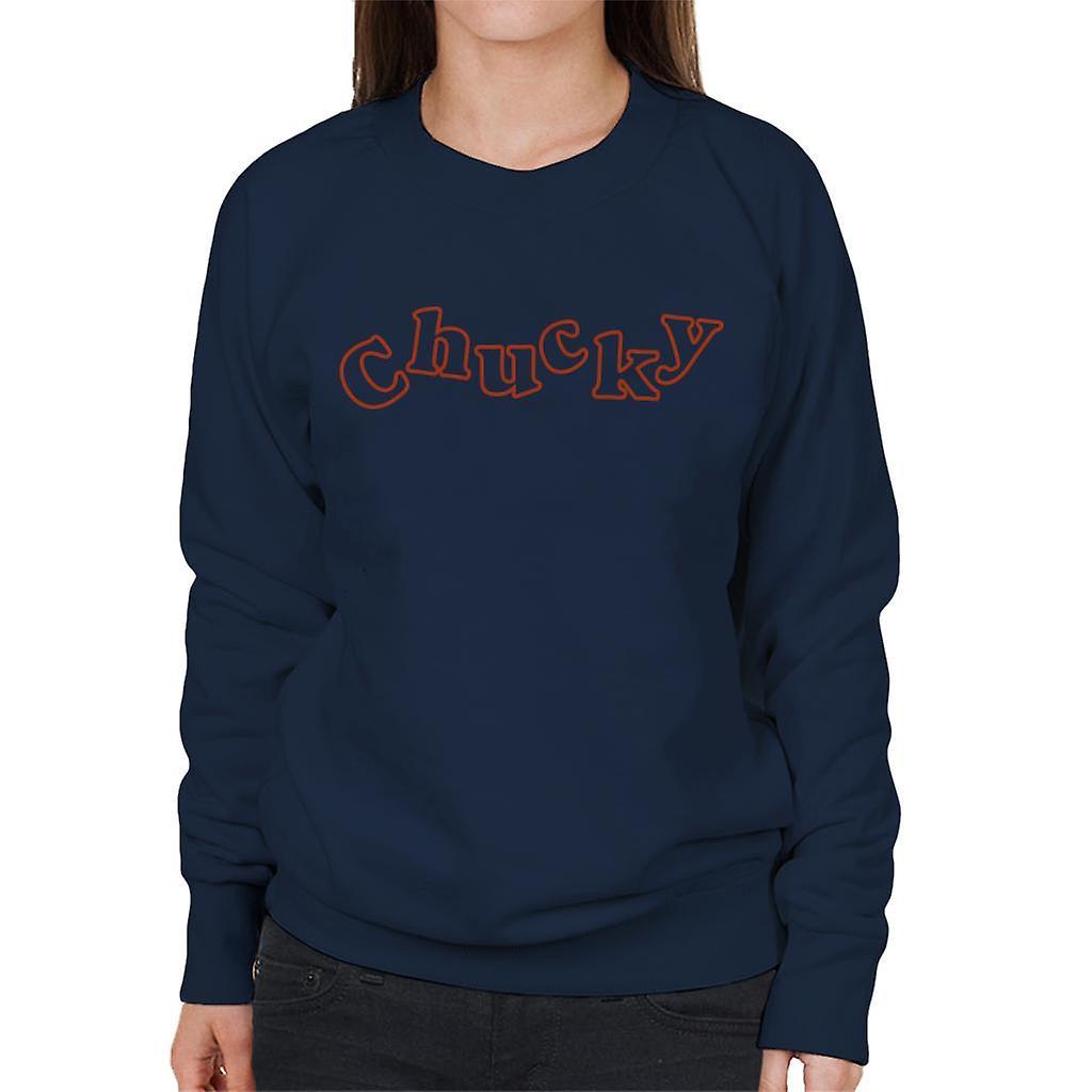 Chucky Playful Font Women's Sweatshirt Navy Blue X-Large