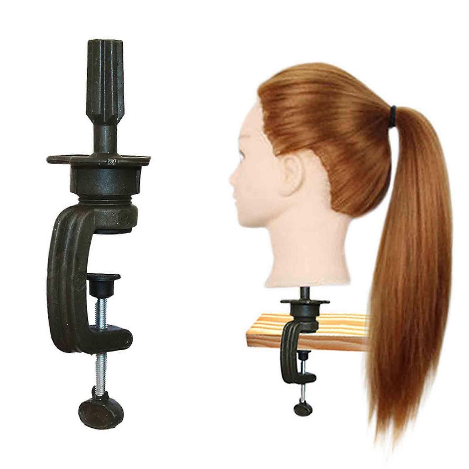 Fly Long Hair Training Head Model Hairdressing Clamp Stand Dummy Practice Mannequin Black