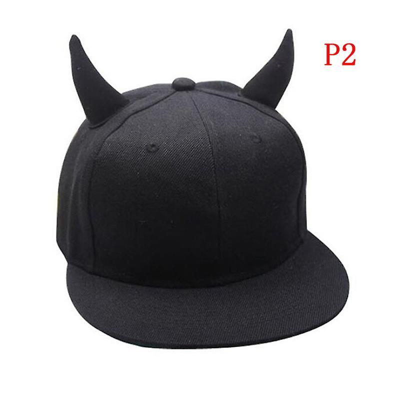 Shanghai Yiting Trading Co Ltd Men Women Snapback Adjustable Baseball Cap Hip Hop Hat Black Devil Horns Cap Black 55-60CM