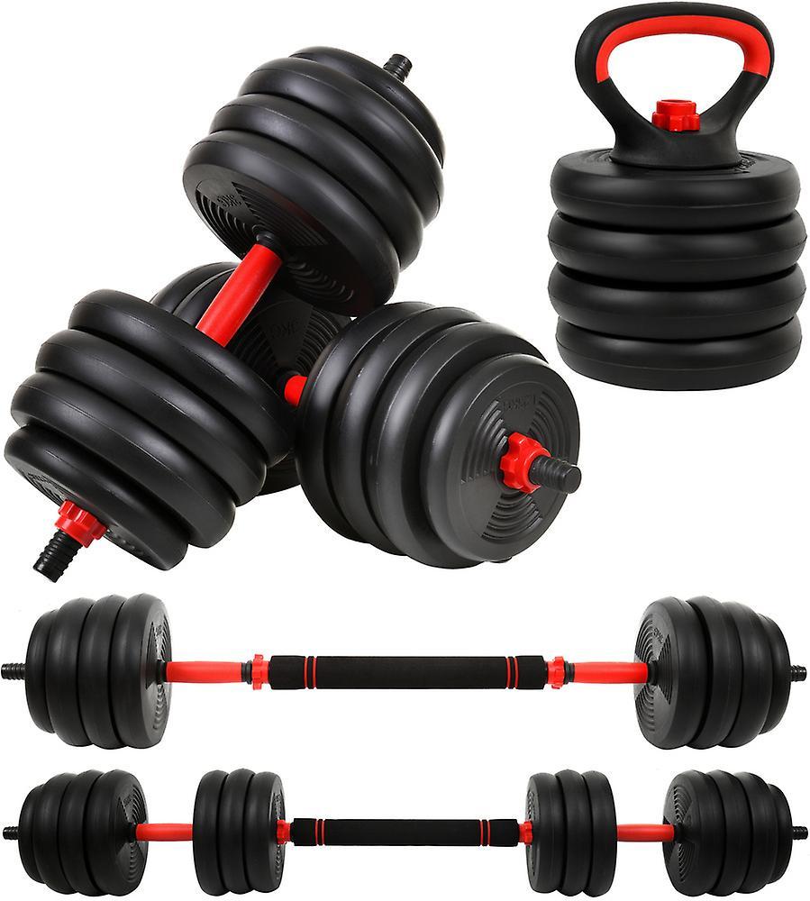 Viking Choice Dumbbell set - 40 kg adjustable with kettlebell Black/Red 8x gewichten van 3 kg, 4x gewi