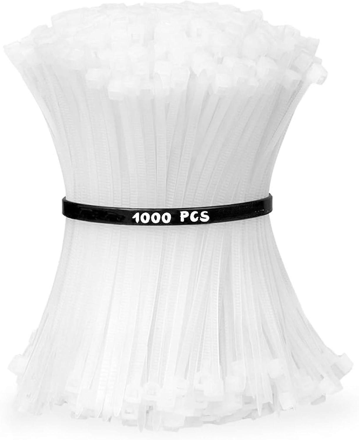 Almi 1000 Pcs Premium Cable Ties Strong Nylon Zip Ties 100mm*2.5mm (white)