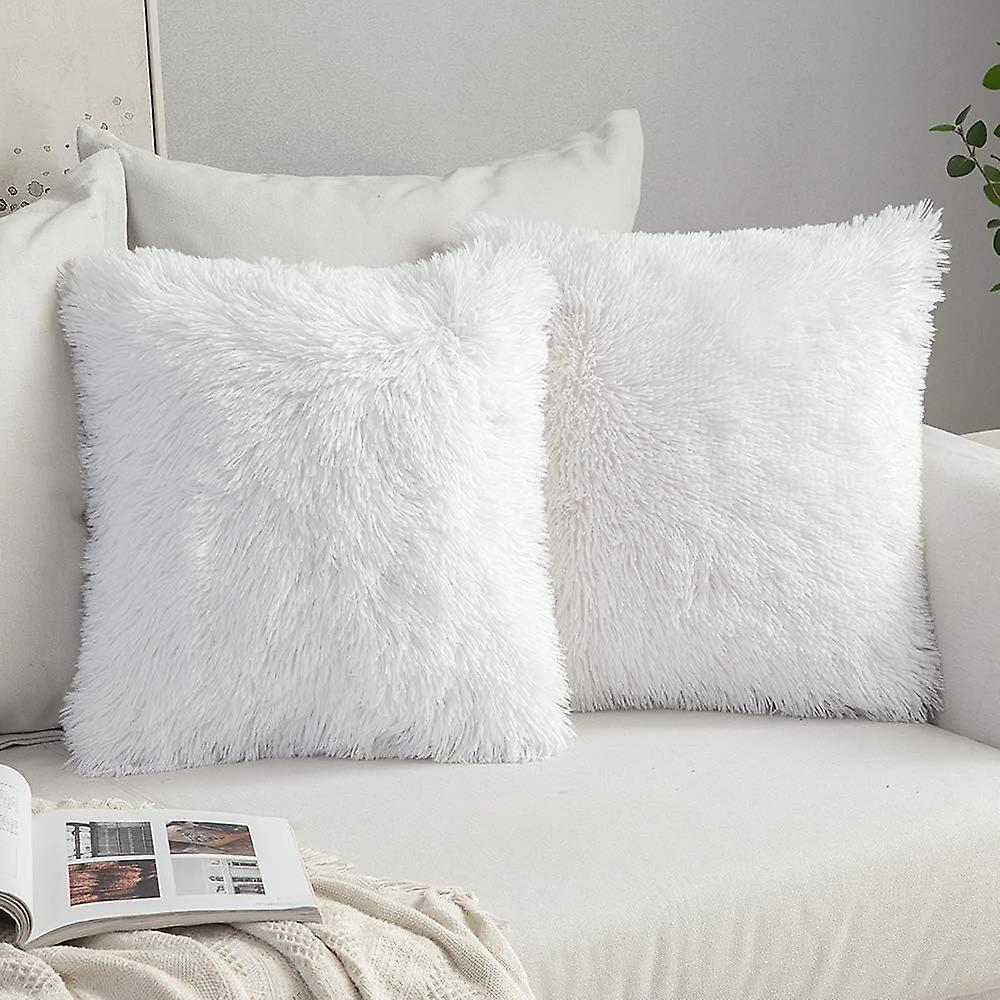 Nirvana Set Of 2 Fluffy Faux Fur Cushions Soft Artificial Fur Throw Cushion Cover Fluffy Fur Fur Pillow Decorative Throw Pillow Cushion Case For So...