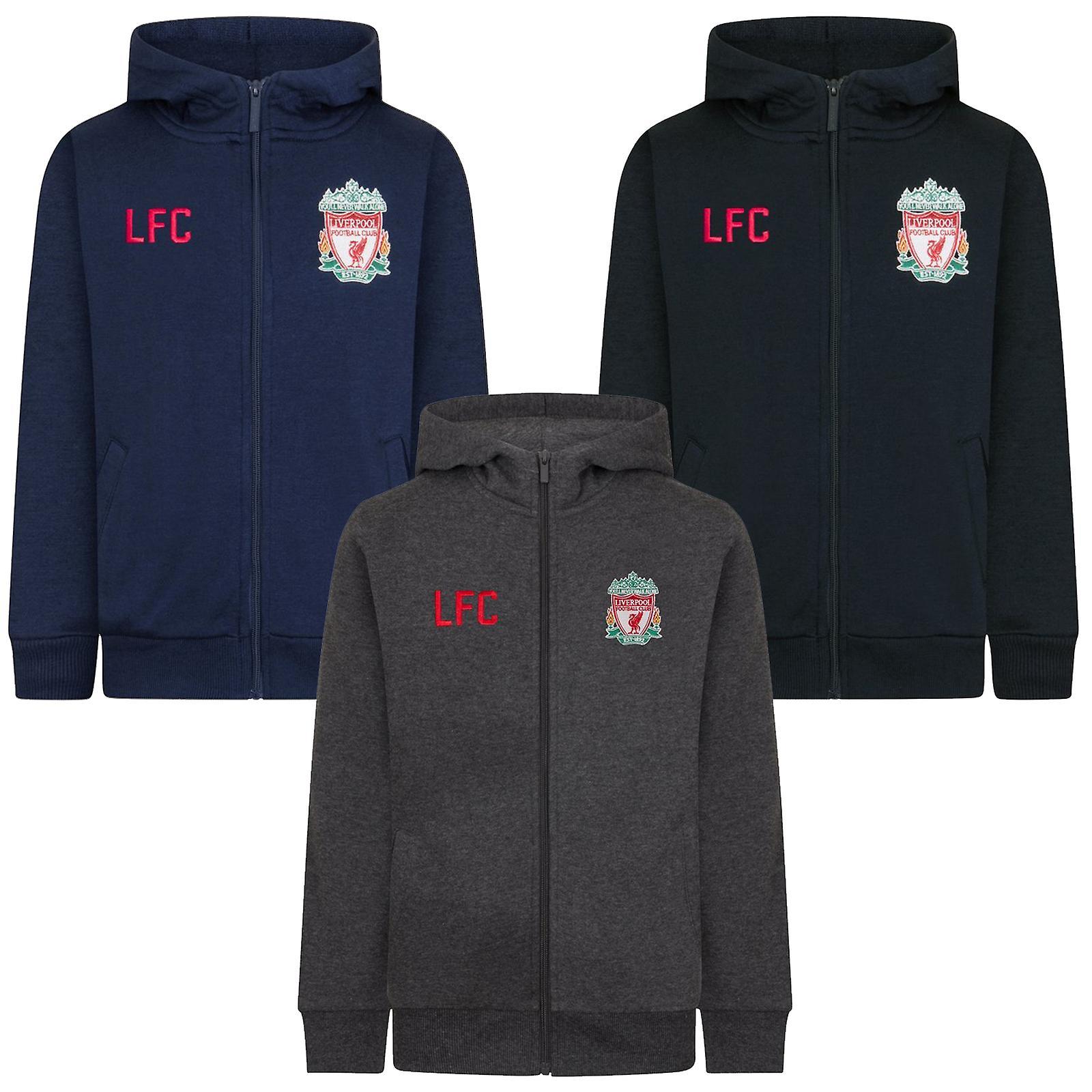 (Navy Blue, 6-7 Years) Liverpool FC Boys Hoody Zip Fleece Kids OFFICIAL Football Gift