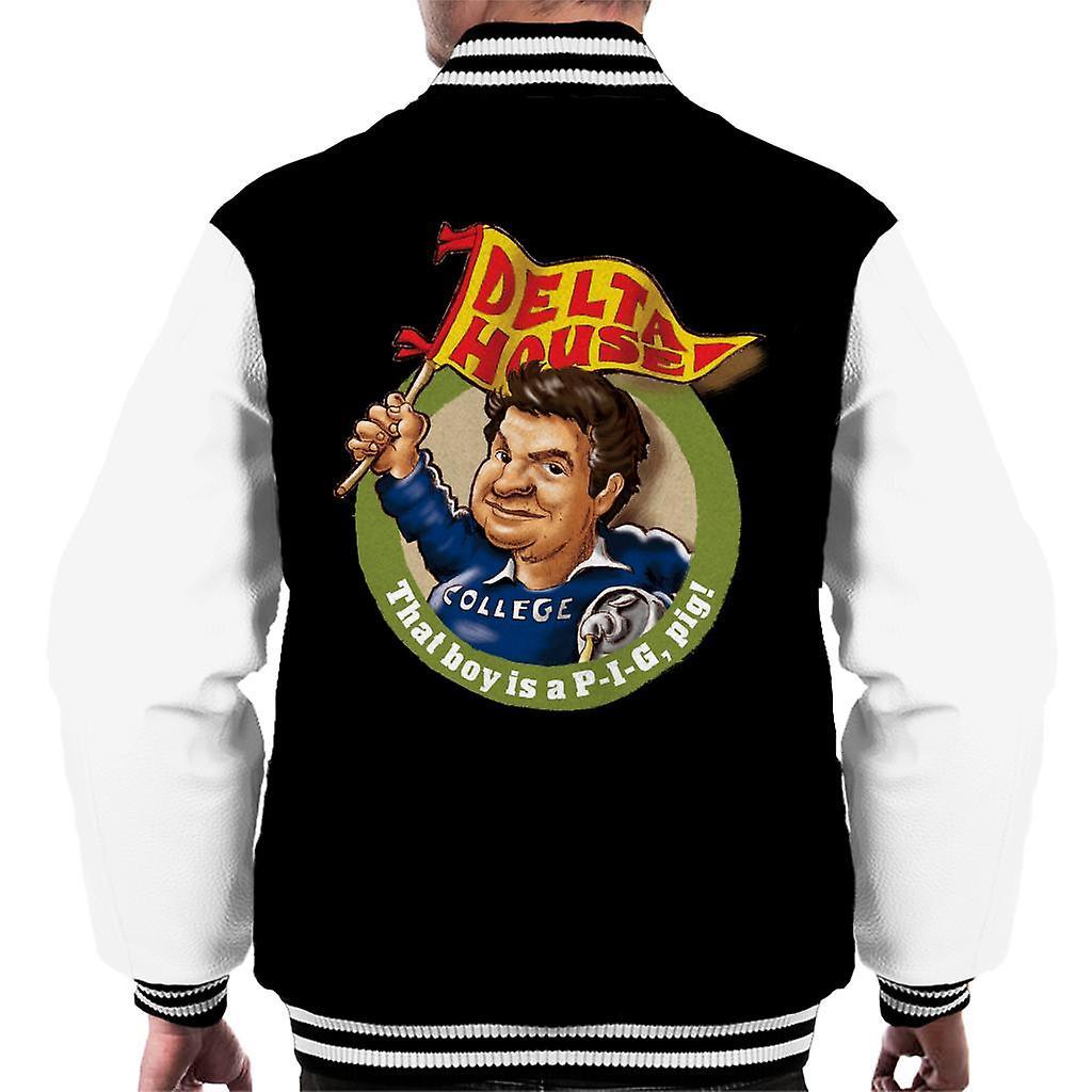 Animal House Delta House That Boy Is A Pig Men's Varsity Jacket Black/White Large