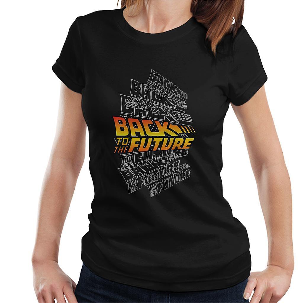 Back to the Future Classic Logo Montage Women's T-Shirt Black Small