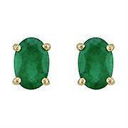 Gemondo Classic Oval Emerald Stud Earrings in 9ct Yellow Gold 6x4mm 26892 Green One Size