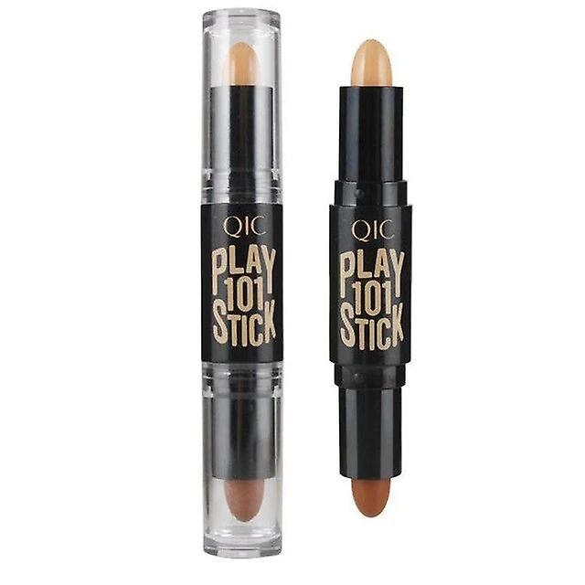 Slowmoose Concealer Cream Brighten Bronzer Highlighter Stick Double End Pen, Foundation 3