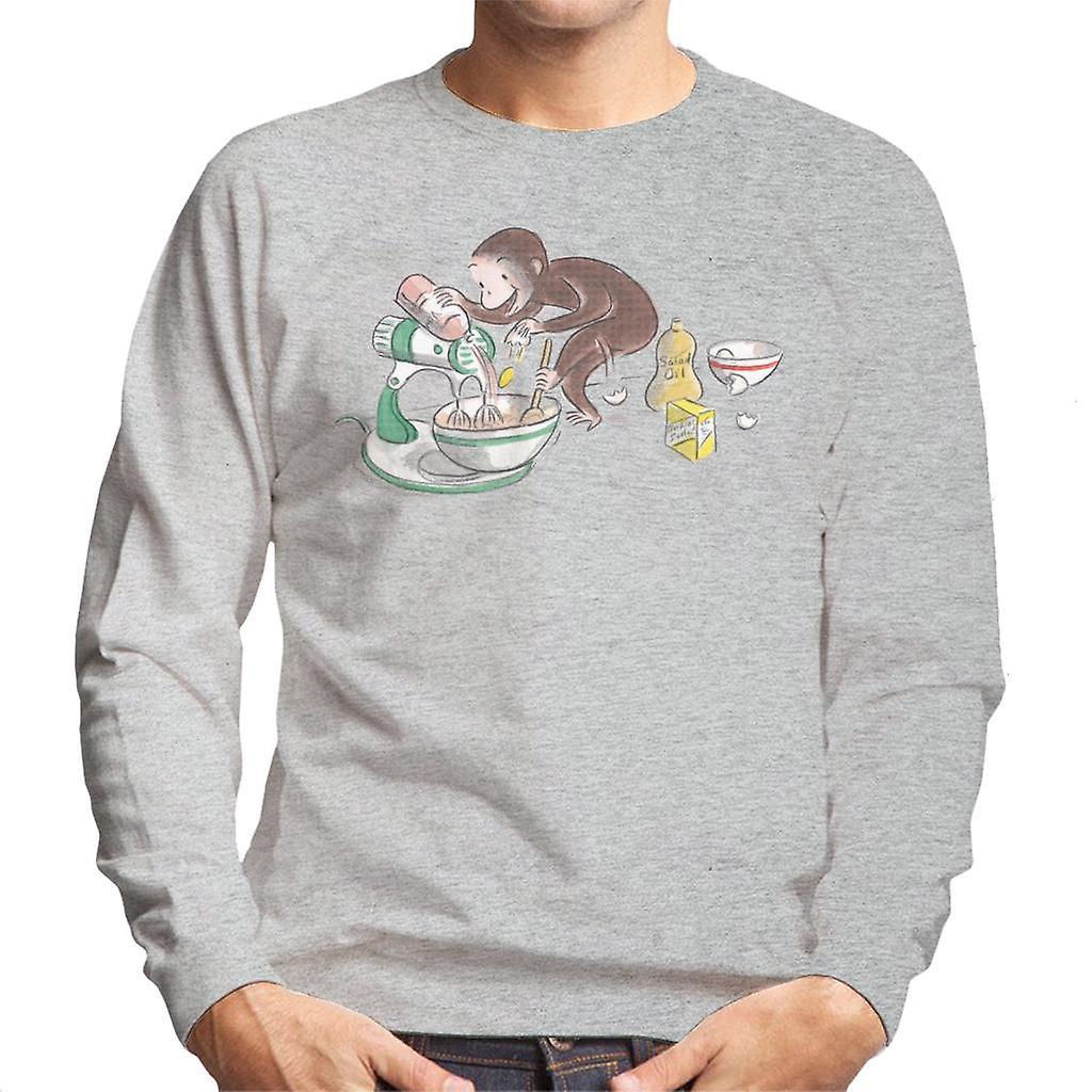 Curious George Cooking Men's Sweatshirt Heather Grey Medium