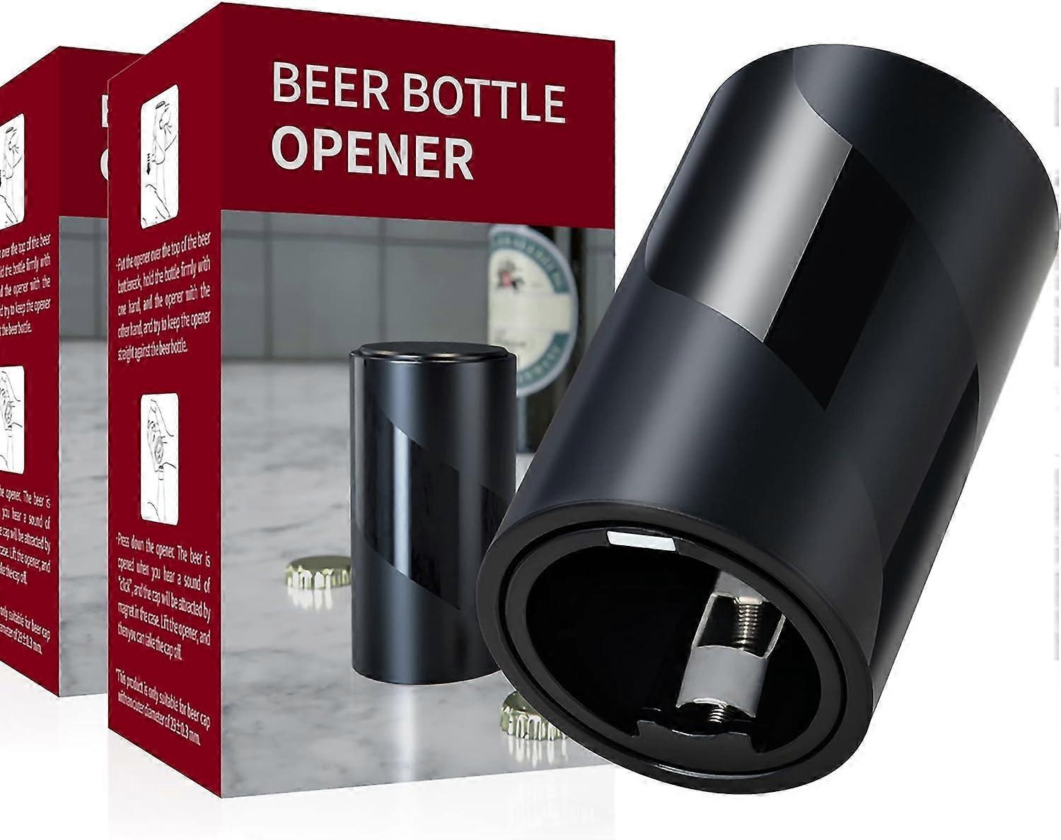 Shanxi Shuishuidiansan Trading 2 PACK Push Down-Pop Off Beer Bottle Opener with Magnetic Cap Catcher No Damage to Caps,Automatic Decapitator Beer/S...