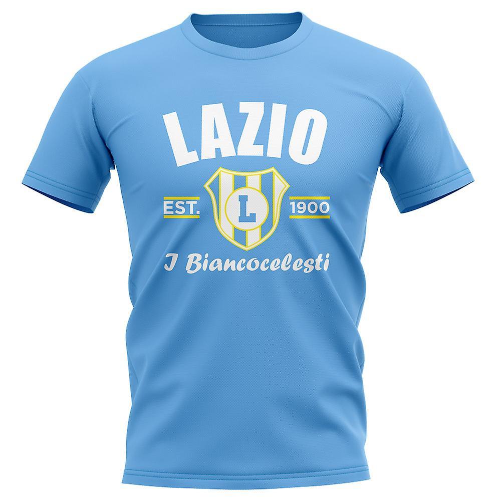 UKSoccerShop Lazio Established Football T-Shirt (Sky) Sky Blue SB (5-6 Years)