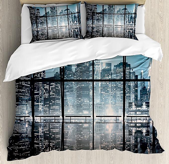 Duvert Cover Set New York City Scenery Comforter Cover Modern Microfiber Bedding Duvet Cover Sets 1 Duvet Cover And 1/2 Pillowshams 160x220cm