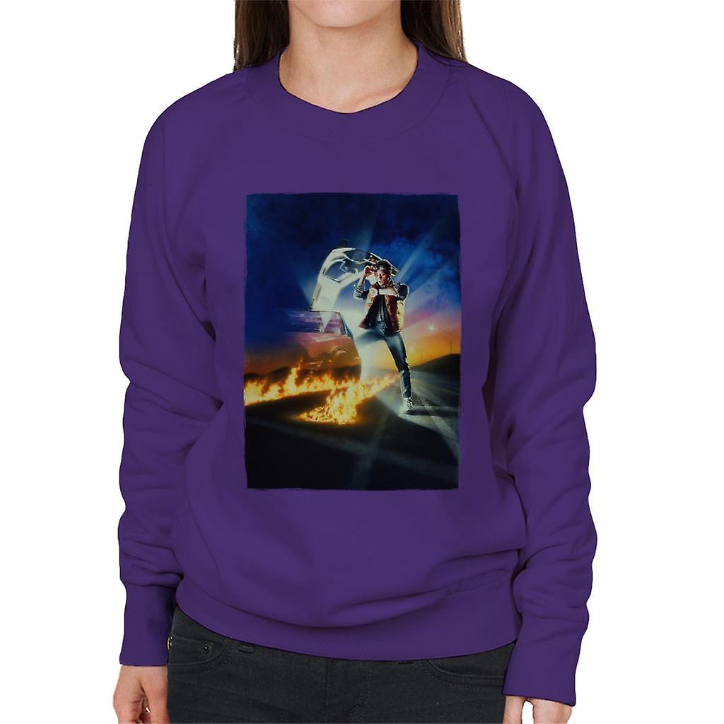 Back to the Future Marty Looking At His Watch Women's Sweatshirt Purple Small